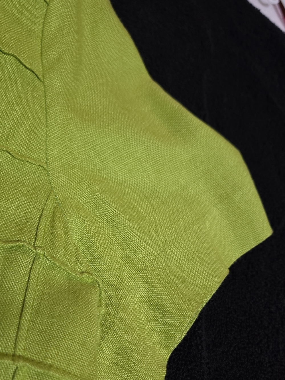 Misty Lane Lime Short-Sleeve Button-Front Maxi Linen Blend Pintuck Dress, Sz: 10 - Picture 7 of 16